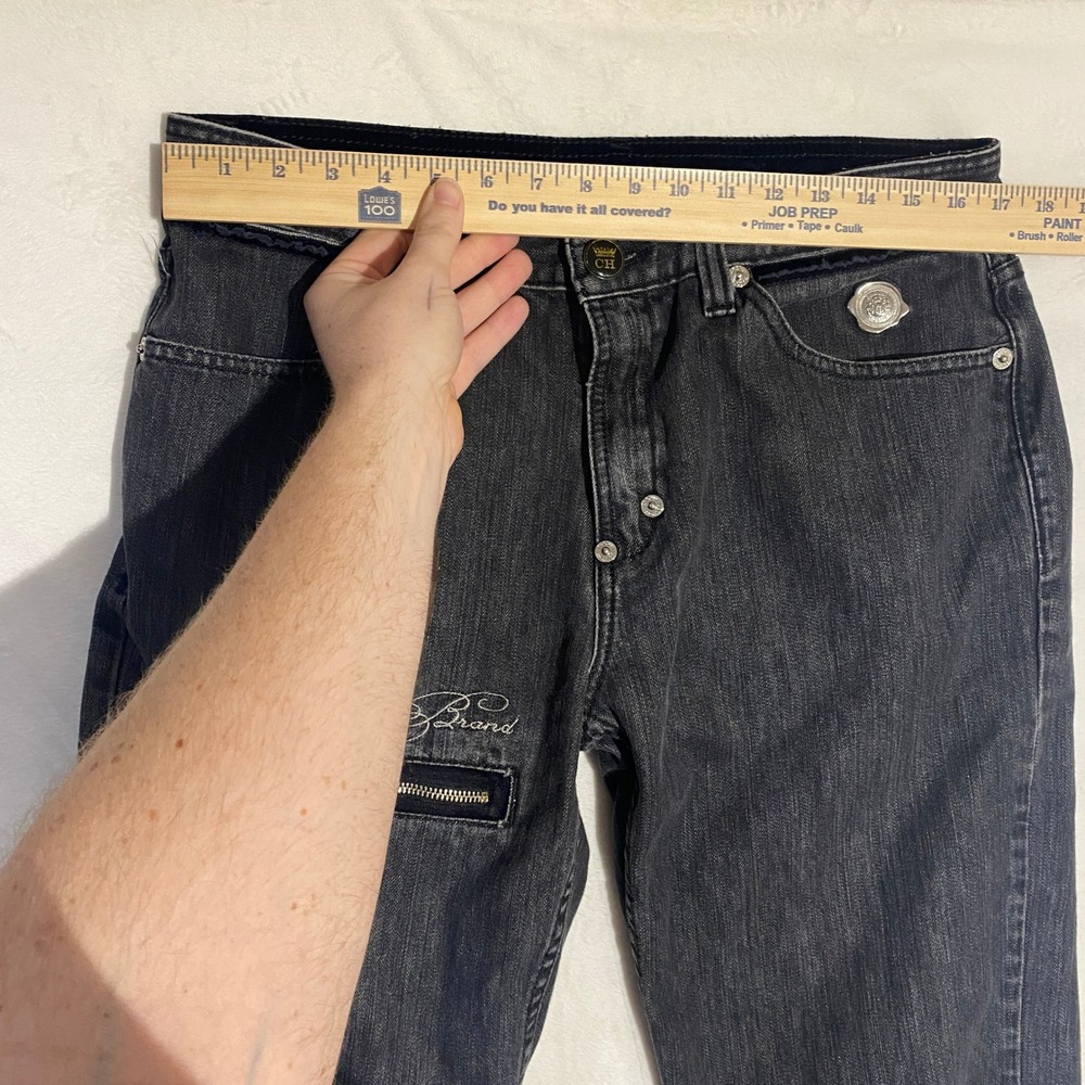 Crown Holder Imperial Brand Mens Faded Black Jeans Velvet Studded Pockets 34x31 - Picture 11 of 16
